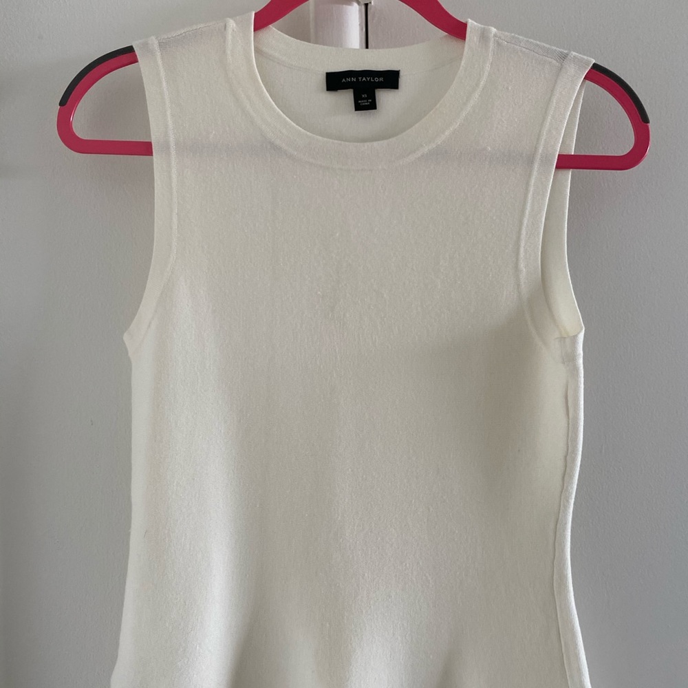 Ann Taylor Peplum White Blouse, XS